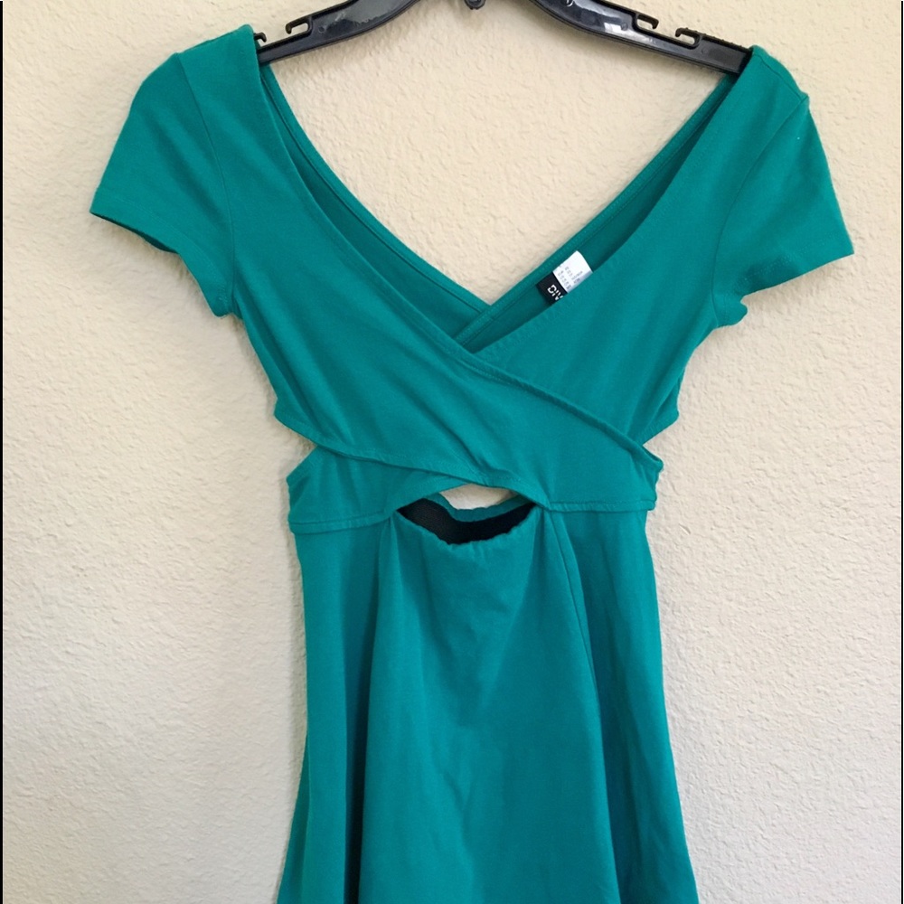 Turquoise cut out mini dress